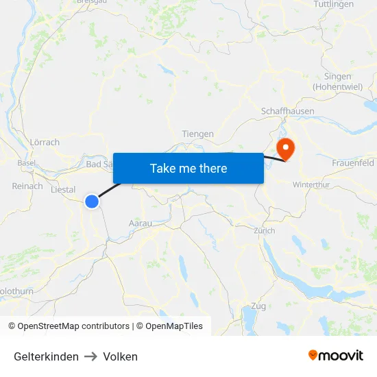 Gelterkinden to Volken map