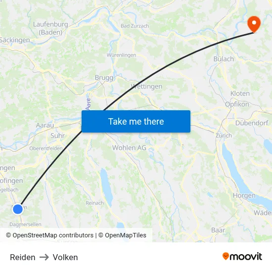 Reiden to Volken map