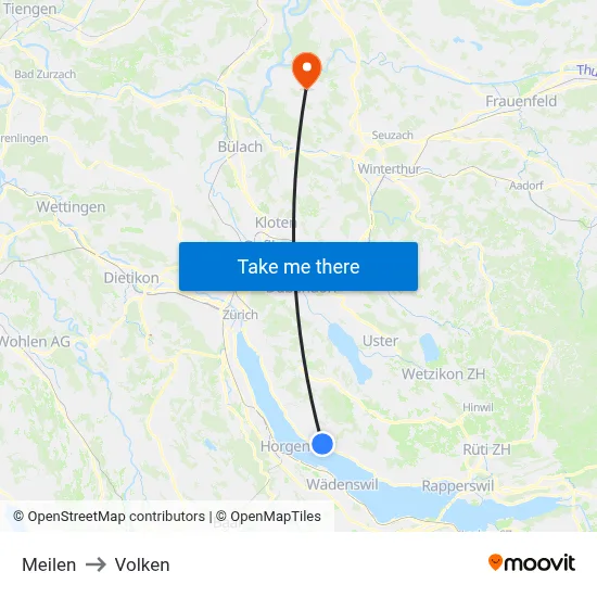 Meilen to Volken map