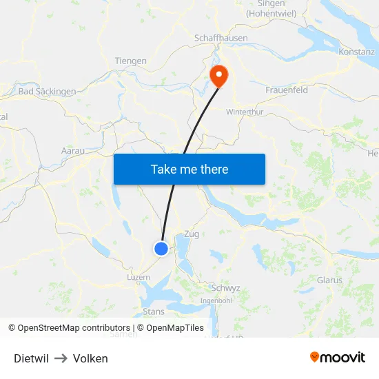 Dietwil to Volken map