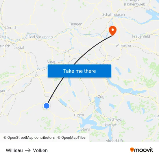 Willisau to Volken map