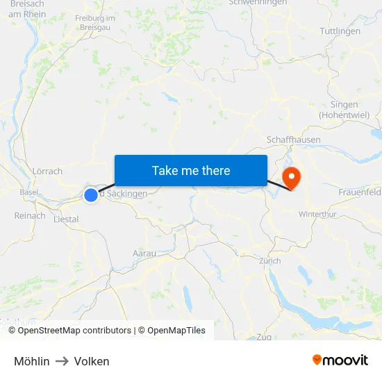 Möhlin to Volken map