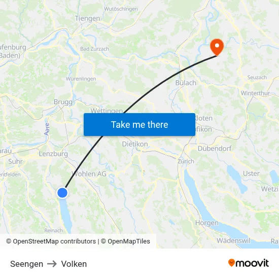 Seengen to Volken map