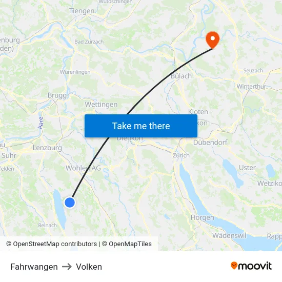 Fahrwangen to Volken map