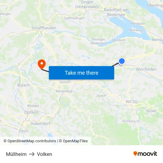 Müllheim to Volken map