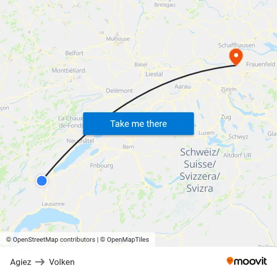 Agiez to Volken map