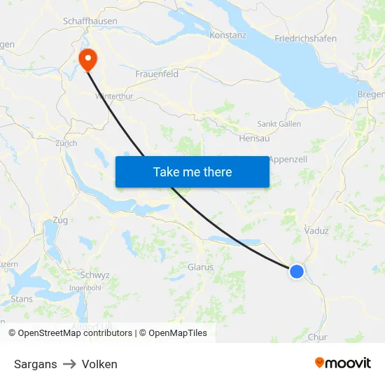 Sargans to Volken map