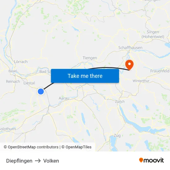 Diepflingen to Volken map