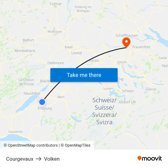 Courgevaux to Volken map