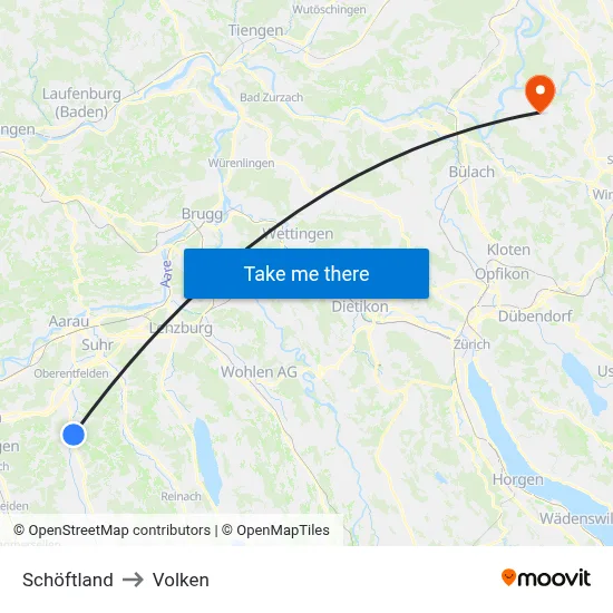 Schöftland to Volken map