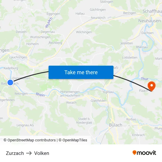 Zurzach to Volken map