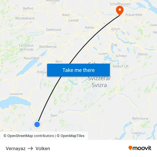 Vernayaz to Volken map