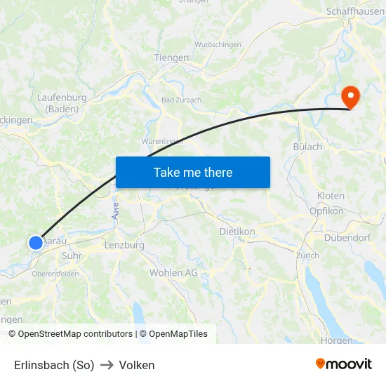 Erlinsbach (So) to Volken map