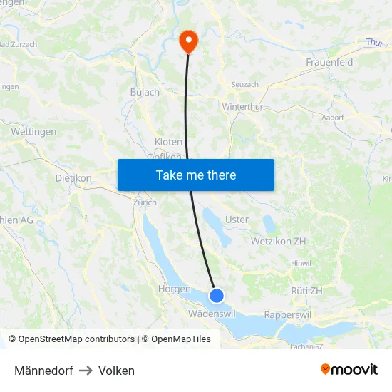 Männedorf to Volken map