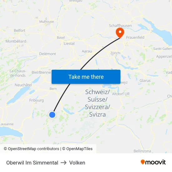 Oberwil Im Simmental to Volken map