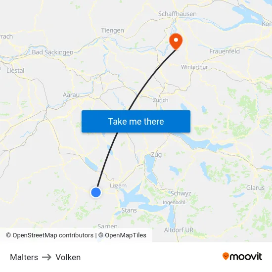 Malters to Volken map