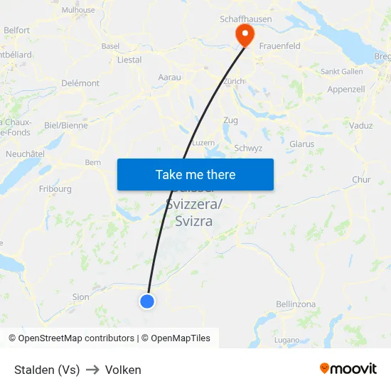 Stalden (Vs) to Volken map