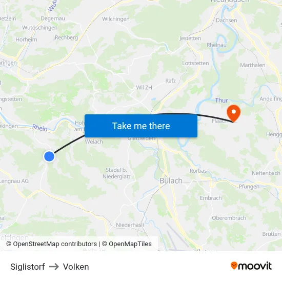 Siglistorf to Volken map
