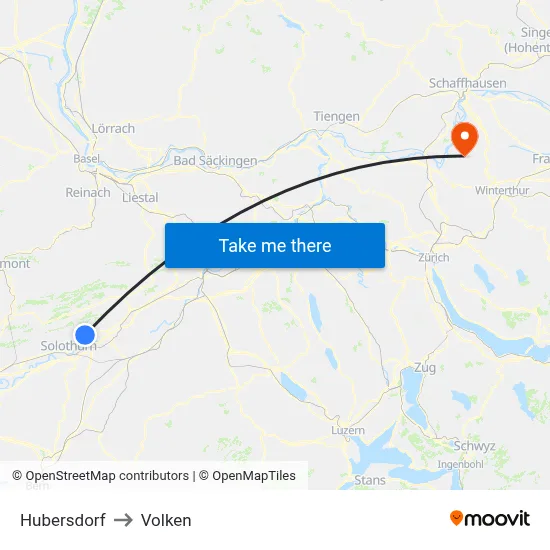 Hubersdorf to Volken map