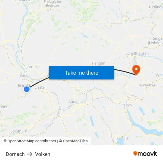 Dornach to Volken map
