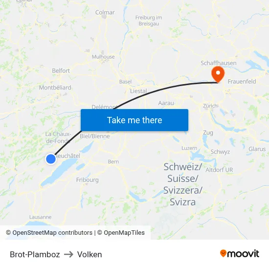 Brot-Plamboz to Volken map