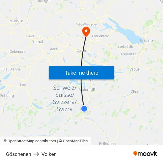 Göschenen to Volken map