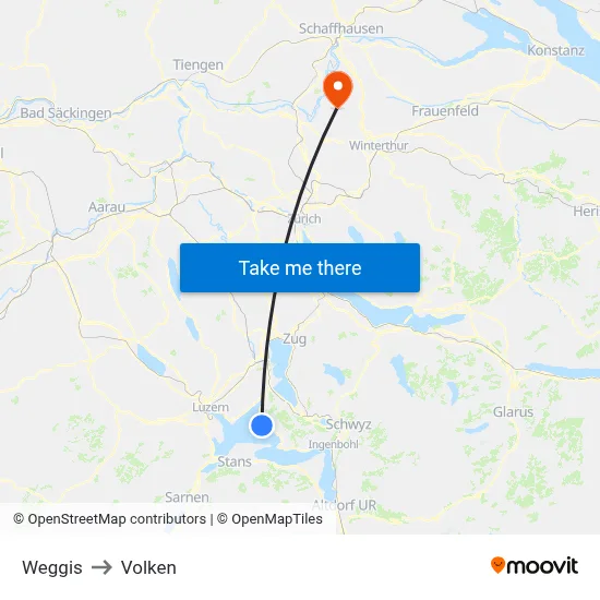 Weggis to Volken map