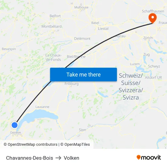 Chavannes-Des-Bois to Volken map