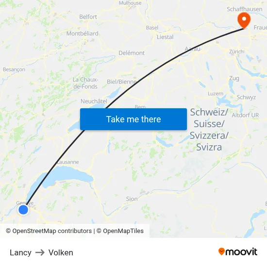 Lancy to Volken map