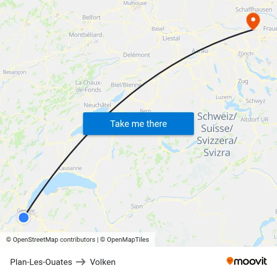 Plan-Les-Ouates to Volken map