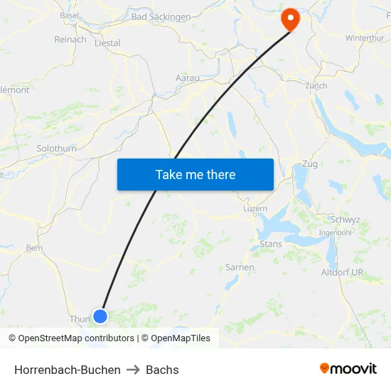 Horrenbach-Buchen to Bachs map