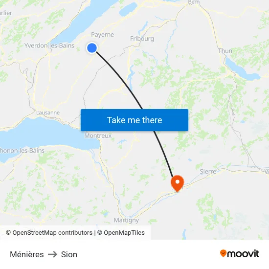 Ménières to Sion map