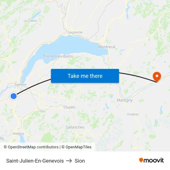 Saint-Julien-En-Genevois to Sion map