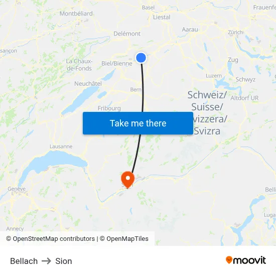 Bellach to Sion map