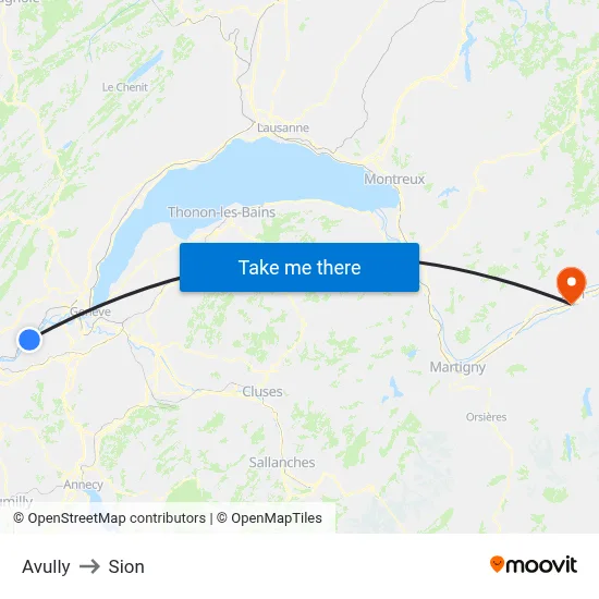 Avully to Sion map