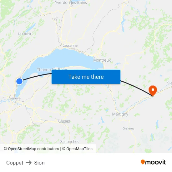 Coppet to Sion map