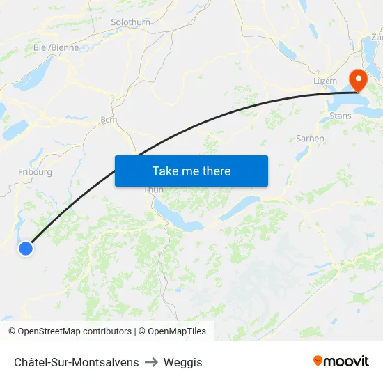 Châtel-Sur-Montsalvens to Weggis map