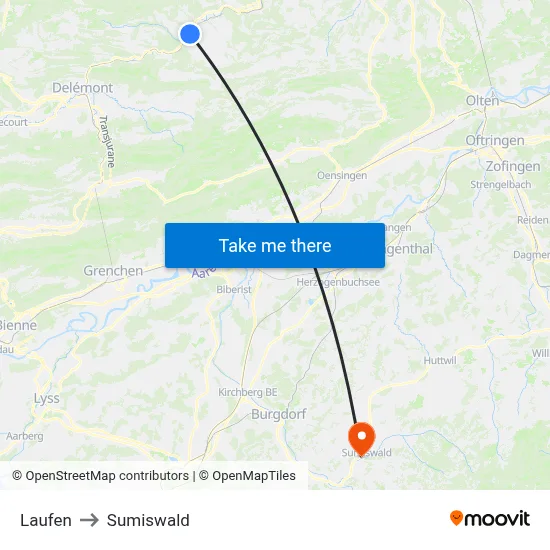 Laufen to Sumiswald map