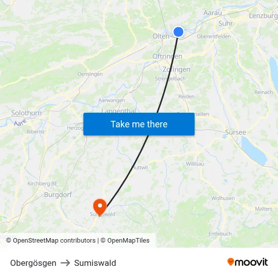 Obergösgen to Sumiswald map