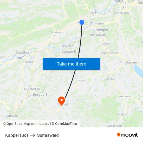 Kappel (So) to Sumiswald map