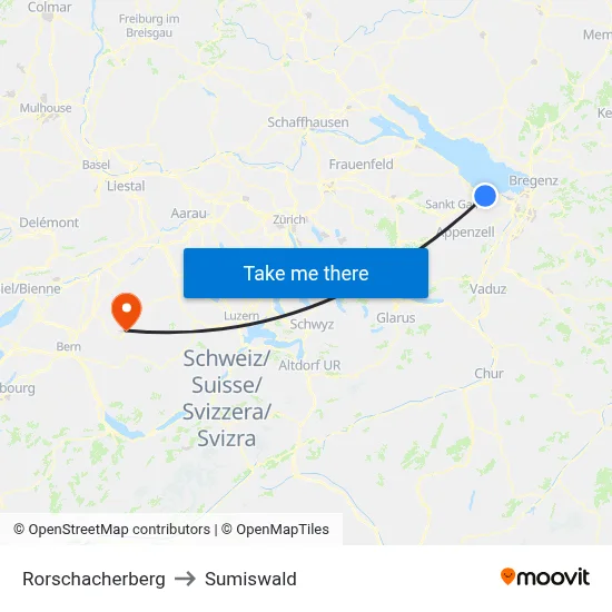 Rorschacherberg to Sumiswald map
