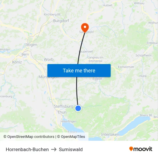 Horrenbach-Buchen to Sumiswald map