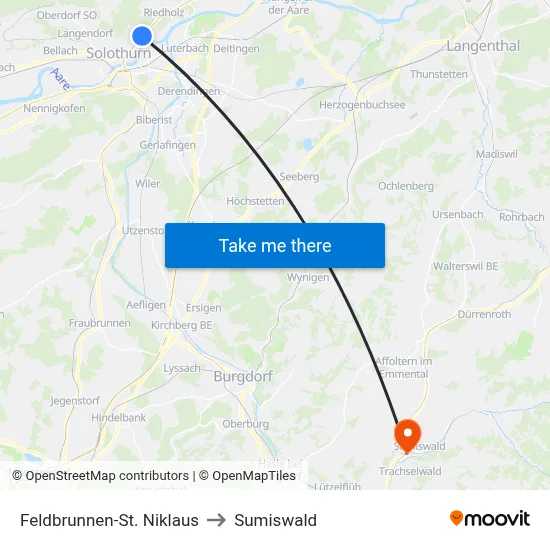 Feldbrunnen-St. Niklaus to Sumiswald map