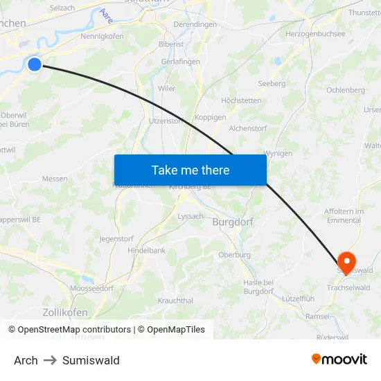 Arch to Sumiswald map