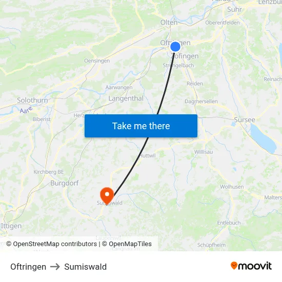 Oftringen to Sumiswald map