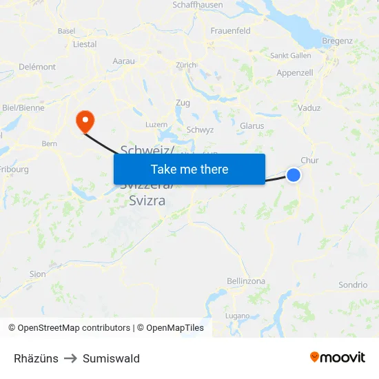 Rhäzüns to Sumiswald map