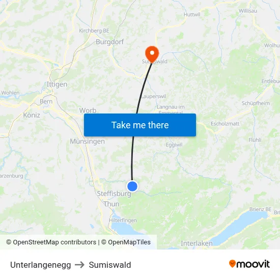 Unterlangenegg to Sumiswald map