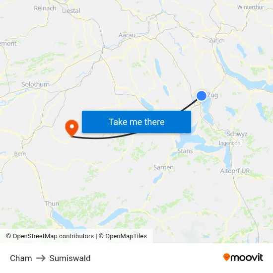 Cham to Sumiswald map