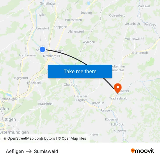 Aefligen to Sumiswald map