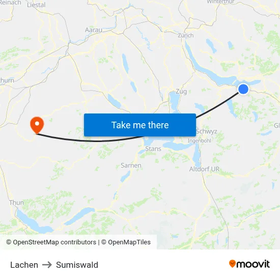 Lachen to Sumiswald map
